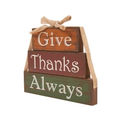 Glitzhome 9.45 in. Give Thanks Block Set Halloween Decor