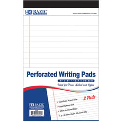 Bazic Products 8 in. W X 5 in. L Junior Perforated Writing Pad 2 pk