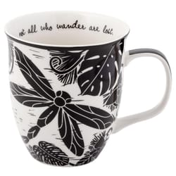 Karma Boho Black/White Ceramic Dragonfly Mug 3.7 in. D 1 pk