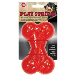 Spot Play Strong Red Solid TPR Rubber Bone 1 pk