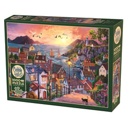 Cobble Hill Coastal Town at Sunset Jigsaw Puzzle Multicolored 1000 pc