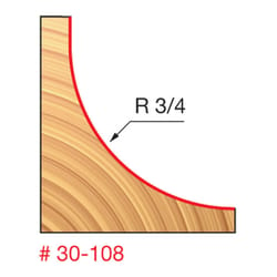 Freud 2 in. D X 3/4 in. X 2-5/8 in. L Carbide Cove Router Bit