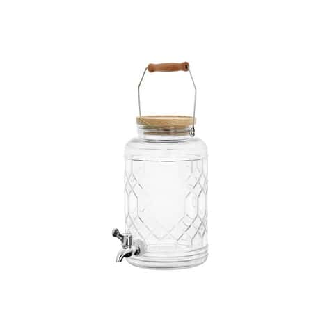 1pc Large Capacity Glass Juice Dispenser Beverage Container With Tap