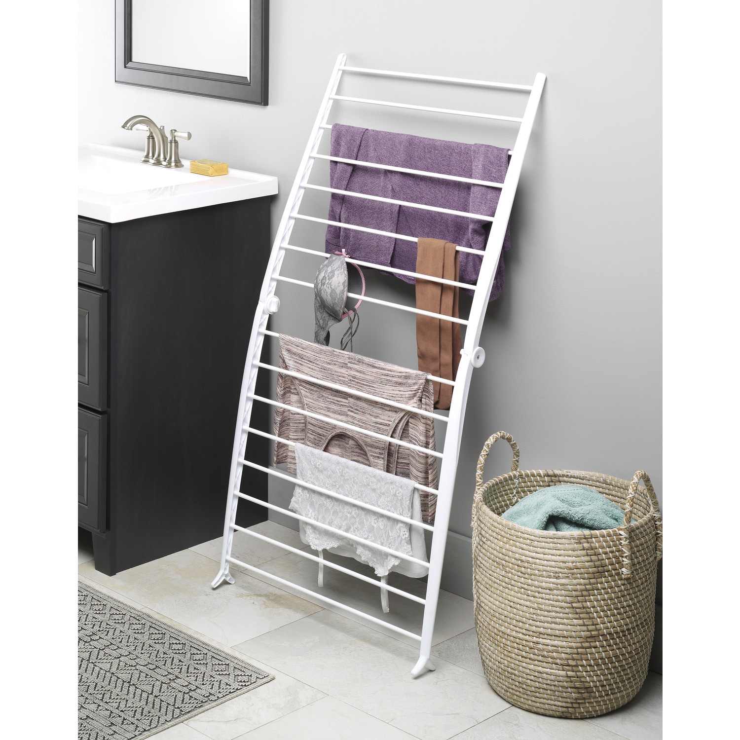 Whitmor 27.9 in. H X 6.2 in. W X 2.6 in. D Metal Collapsible Clothes ...