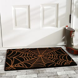 Home & More 1.42 W X 2.42 L Black Scary Web Coir Door Mat