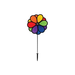 In The Breeze Multicolored Nylon 23 in. H X 10 in. W Double Flower Garden Stake Spinner