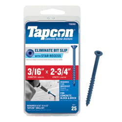 Tapcon 3/16 in. in. X 2-3/4 in. L Star Flat Head High/Low Concrete Screws