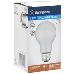 Westinghouse 25 W A19 A-Line Incandescent Bulb E26 (Medium) White 1 pk