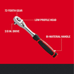 Craftsman Low Profile 3/8 in. drive Bi-Material Ratchet 72 teeth