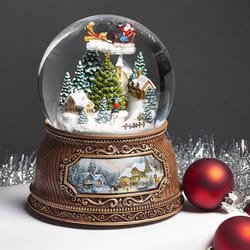 Roman Glitterdome Multicolored Musical Santa and Town Dome with Rotating Tree Table Decor 5.62 in.