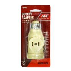 Ace Plastic Medium Base Pull Chain Socket w/Outlet 1 pk