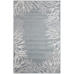 Liora Manne Carmel 8 ft. W X 5 ft. L Aqua Reef Border Polypropylene/Polyester Area Rug