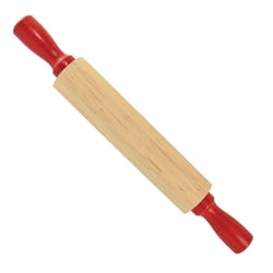 R&M International 9 in. L X 3 in. D Wood Rolling Pin Brown/Red