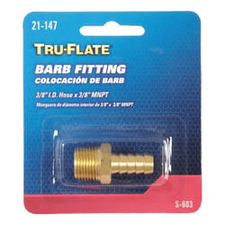 Tru-Flate Brass Barb Hose Fitting 3/8 in. Male 1 pc