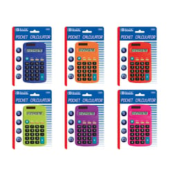 Bazic Products Assorted 8 digit Solar Powered Pocket Calculator