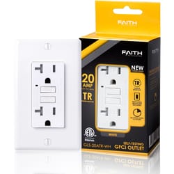 Faith 20 amps 125 V Duplex White GFCI Outlet 60 pk