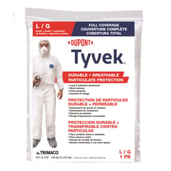 Dupont Tyvek Coverall with Hood and Boots White L 1 pk