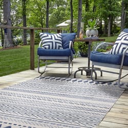 Linon Home Decor 5 ft. W X 7 ft. L Blue/Cream Bergen Polyester Accent Rug