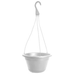 Rugg 10 in. D Polyresin Round Tapered Hanging Basket White