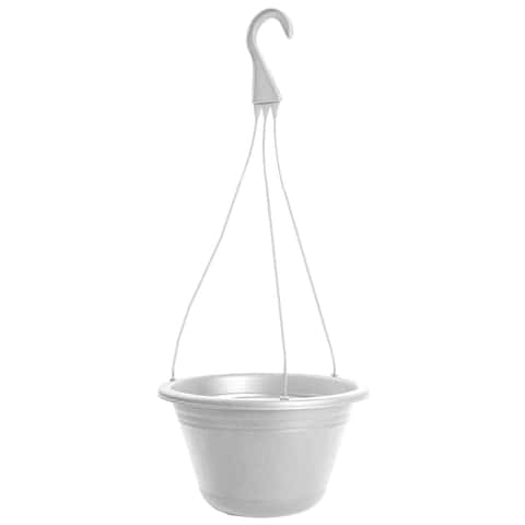 Rugg 10 in. D Polyresin Round Tapered Hanging Basket White - Ace