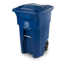 Toter 64 gal Blue Polyethylene Wheeled Recycling Trash Can Lid Included