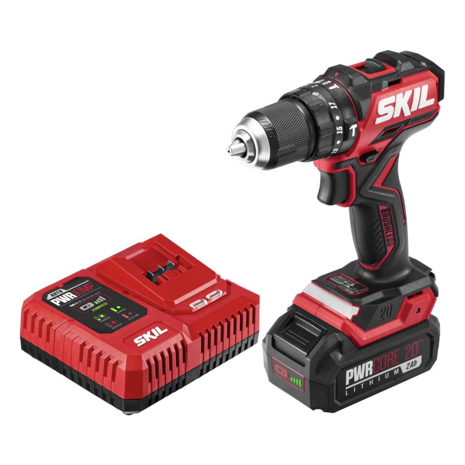 Photos - Drill / Screwdriver Skil 20V PWR CORE 20 1/2 in. Brushless Cordless Compact Hammer Drill Kit  HD6294B-10 (Battery)