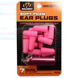 Walker's 32 dB Foam Earplugs Pink 7 pair
