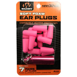 Walker's 32 dB Foam Earplugs Pink 7 pair