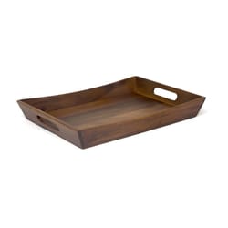 Lipper International Brown Acacia Wood Tray with Curved Sides Tray 1 pk