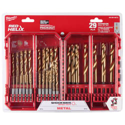 Milwaukee Shockwave Titanium Red Helix Drill Bit Set Hex Shank 29 pc