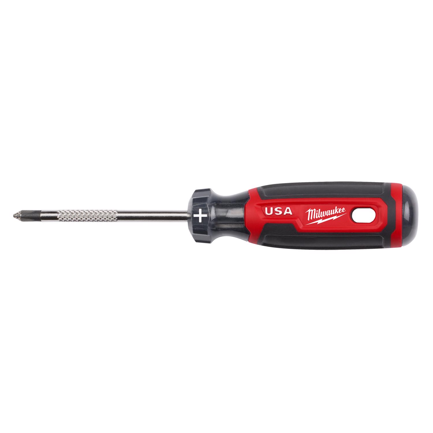 Milwaukee Made in USA Cushion Grip #1 Phillips/Square Made in USA Screwdriver 1 pk