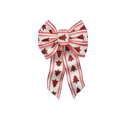 Holiday Trims Multicolored Plaid 7 Loop Christmas Bow 14 in.