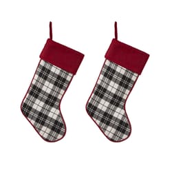 Glitzhome Multicolored Plaid Christmas Stocking 0.59 in.