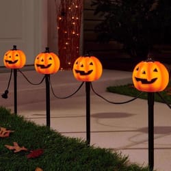 Celebrations Halloween Clear 4 in. Incandescent Pumpkin Pathway Decor
