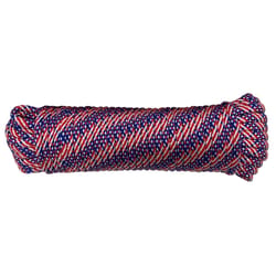 Koch Industries 1/4 in. D X 100 ft. L Red/White/Blue Diamond Braided Polypropylene Rope