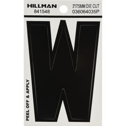 Hillman 3 in. Black Vinyl Self-Adhesive Letter W 1 pc