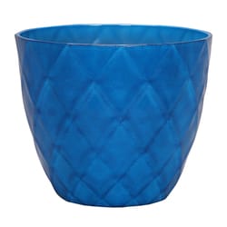 L&G Solutions 13.5 in. H X 16 in. D Polyresin Diamond Planter Blue