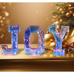 Luxe Light Decor Inc Multicolored Iridescent Joy Letter Table Decor