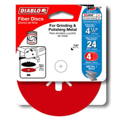 Diablo 4-1/2 in. D X 7/8 in. Aluminum Oxide Fiber Disc 24 Grit 4 pk