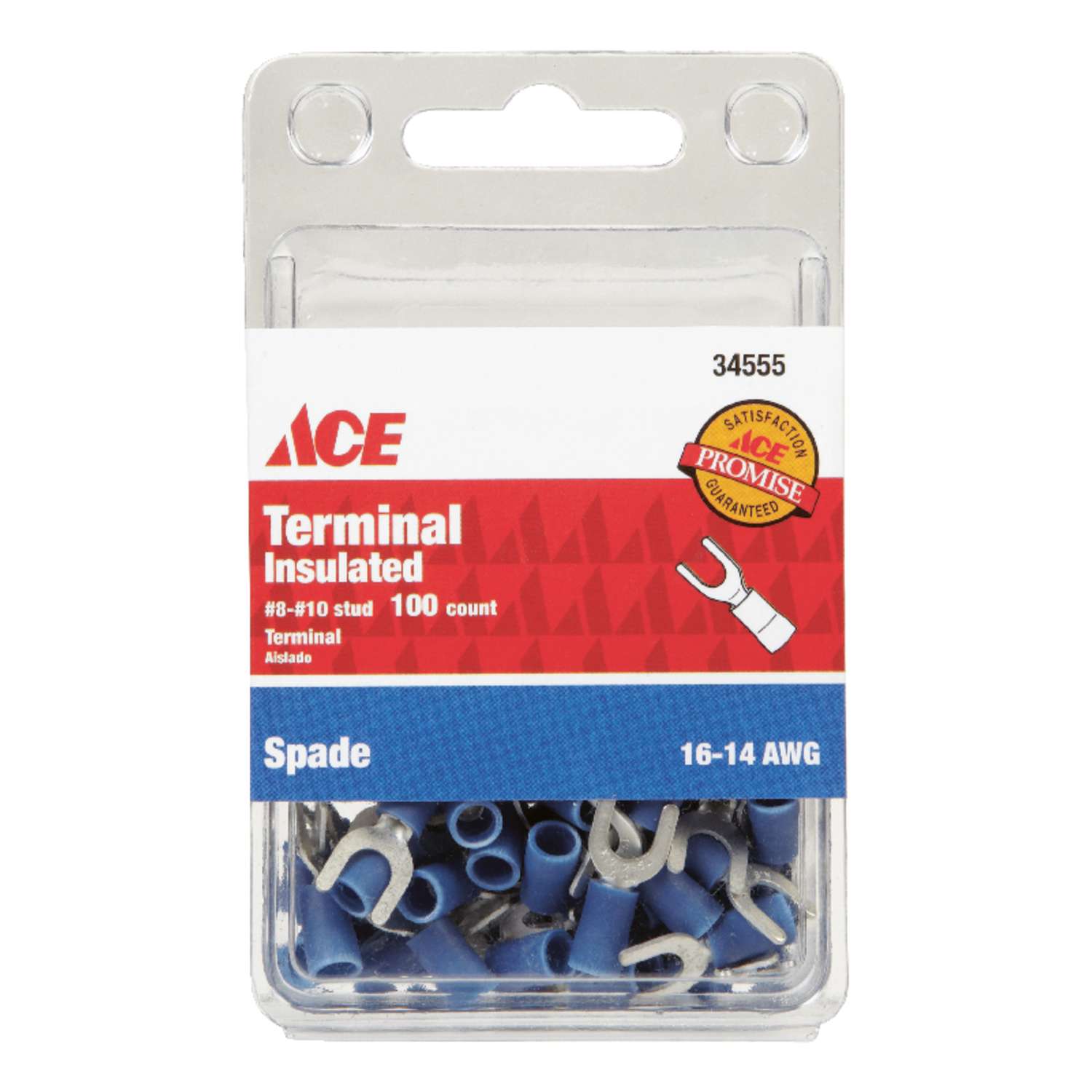 Ace Insulated Wire Spade Terminal Blue 100 pk Mfr# 34555 - Ace Hardware