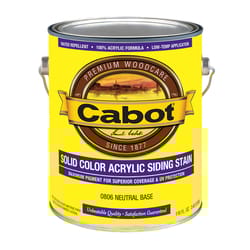 Cabot  Solid  Tintable Neutral Base  Water-Based  Acrylic  Siding Stain  1 gal. 