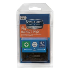 Century Drill & Tool Impact Pro Phillips #2 X 1 in. L Screwdriver Bit Heat-Treated Steel 25 pc