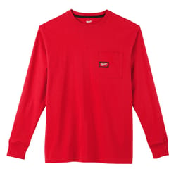 Milwaukee XXL Long Sleeve Unisex Crew Neck Red Heavy Duty Shirt