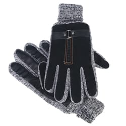 Mad Man One Size Fits All Leather/Cotton/Acrylic Unique Stitching Black Cold Weather Gloves