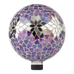 Alpine Multicolored Glass 12 in. H X 10 in. L X 10 in. W Mosaic Mirror Flower Gazing Ball