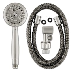 Waterpik PowerSpray Plus Brushed Nickel Plastic 6 settings Showerhead 1.8 gpm