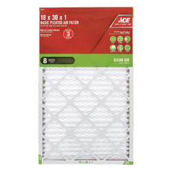 Ace 18 in. W X 30 in. H X 1 in. D Synthetic 8 MERV Pleated Air Filter 12 pk