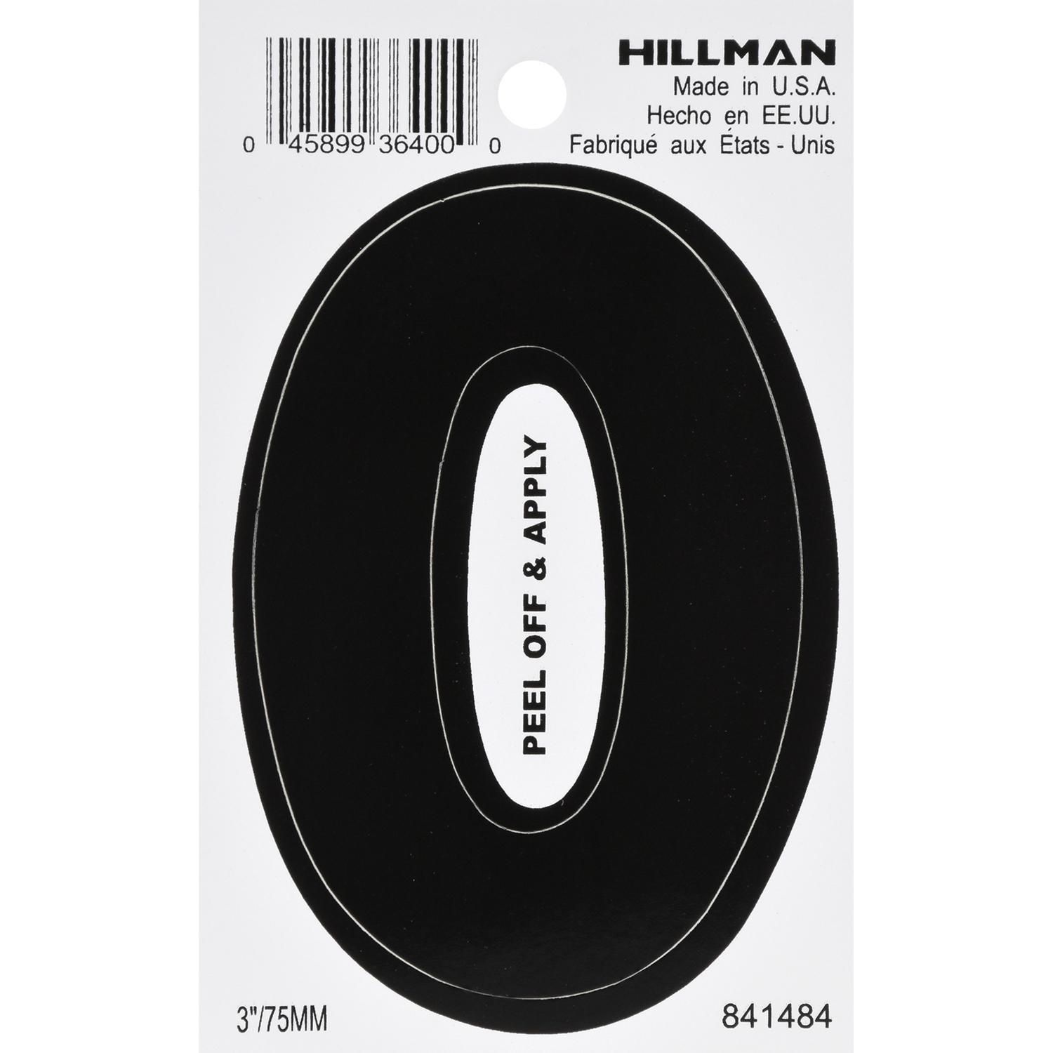 Hillman 3 In. Black Vinyl Self-Adhesive Number 0 1 Pc - Ace Hardware