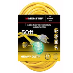 Monster Just Power It Up Outdoor 50 ft. L Yellow Extension Cord 12/3 SJTW