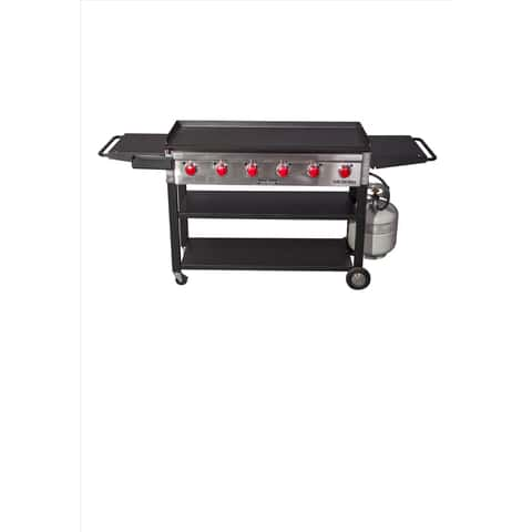 Camp Chef 6 Burner Liquid Propane Outdoor Griddle Cart Black Silver